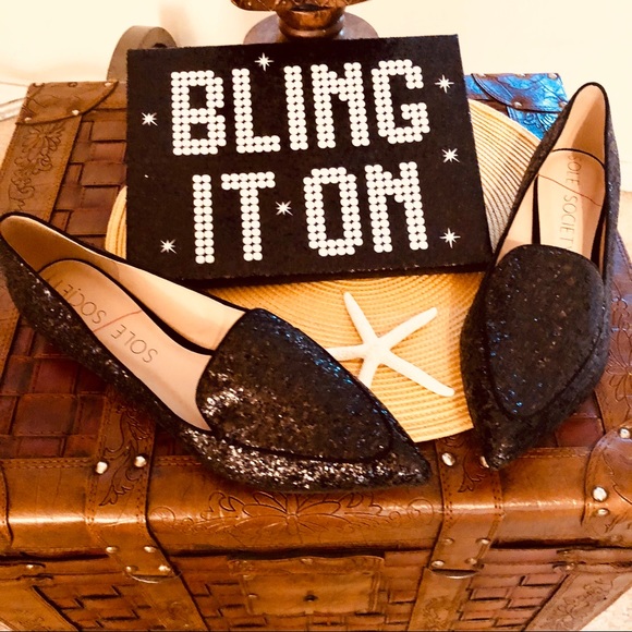 Sole Society Shoes - Sole Society Black Glitter 👞 Flats size 11 NEW🔥